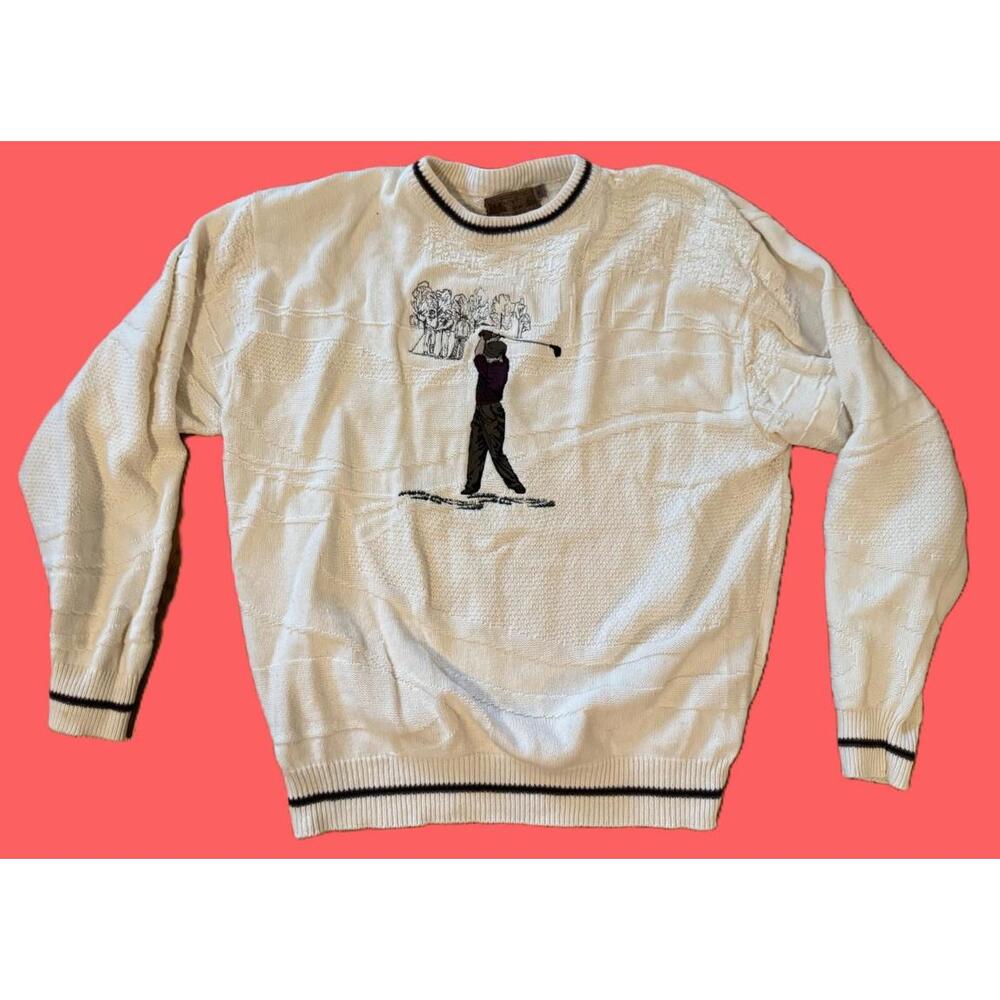 Shenandoah Golf Theme Vintage Pullover Cotton Sweater Men's Size XL Made In USA